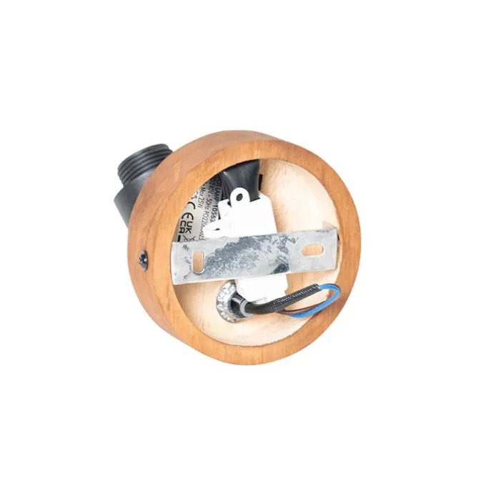 Industrieller Spot schwarz mit Holz - Kristina