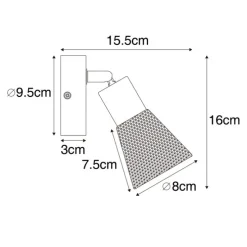 Industrieller Spot schwarz mit Holz - Kristina