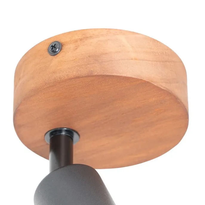 Industrieller Spot schwarz mit Holz - Kristina