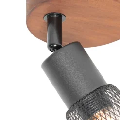 Industrieller Spot schwarz mit Holz - Kristina