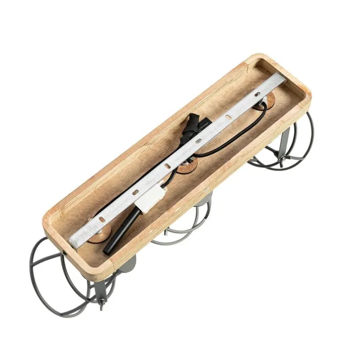 Industriespot dunkelgrau und Holz verstellbar 3-flammig – Arthur