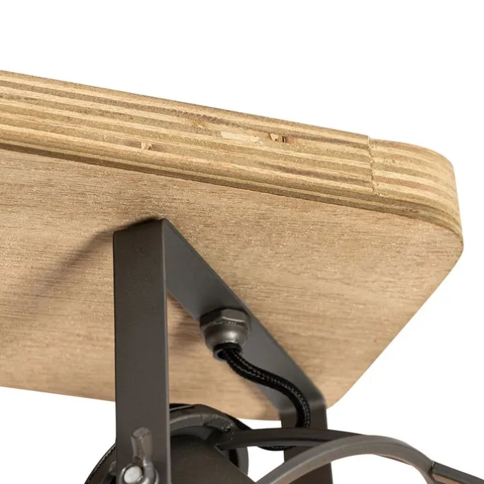 Industriespot dunkelgrau und Holz verstellbar 3-flammig – Arthur