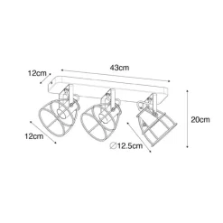 Industriespot dunkelgrau und Holz verstellbar 3-flammig – Arthur
