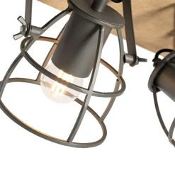 Industriespot dunkelgrau und Holz verstellbar 3-flammig – Arthur