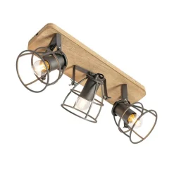 Industriespot dunkelgrau und Holz verstellbar 3-flammig – Arthur