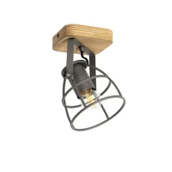 Industriespot dunkelgrau mit verstellbarem Holz – Arthur