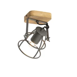 Industriespot dunkelgrau mit verstellbarem Holz – Arthur