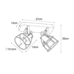 Industriespot dunkelgrau mit Holz verstellbar 2-flammig – Arthur