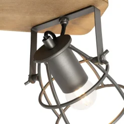 Industriespot dunkelgrau mit Holz verstellbar 2-flammig – Arthur