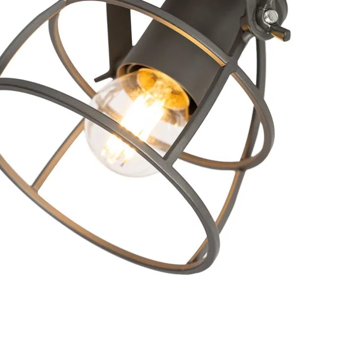 Industriespot dunkelgrau mit Holz verstellbar 2-flammig – Arthur