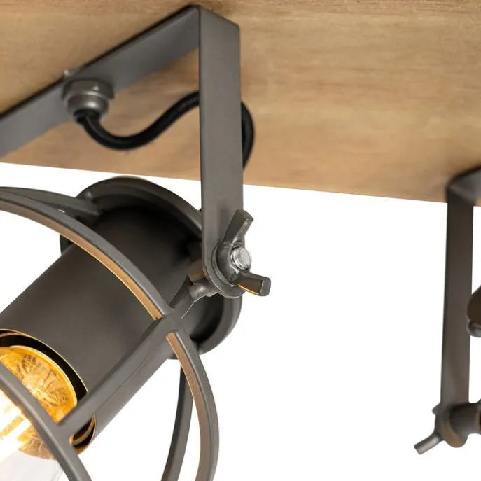 Industriespot dunkelgrau mit Holz verstellbar 2-flammig – Arthur