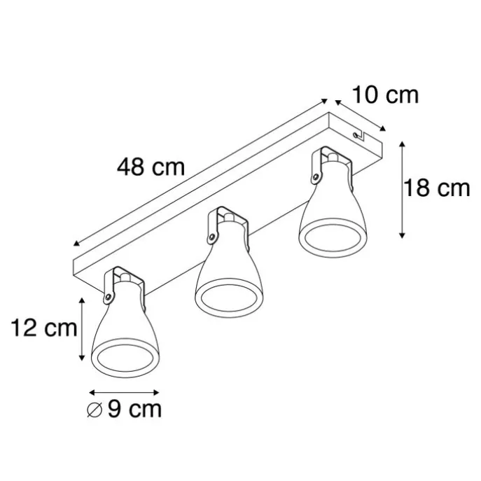 Industriespot grauer Beton 3-flammig - Creto