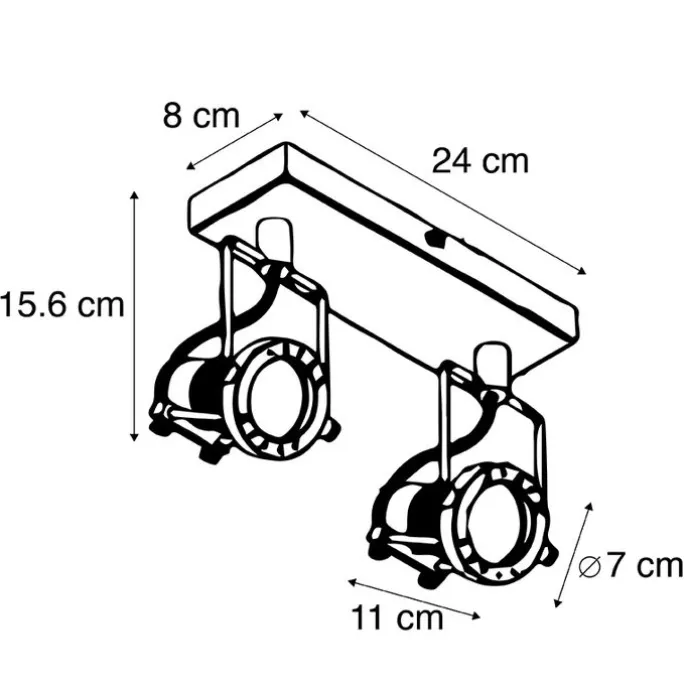 Industriespot schwarz 2-flammig - Suplux