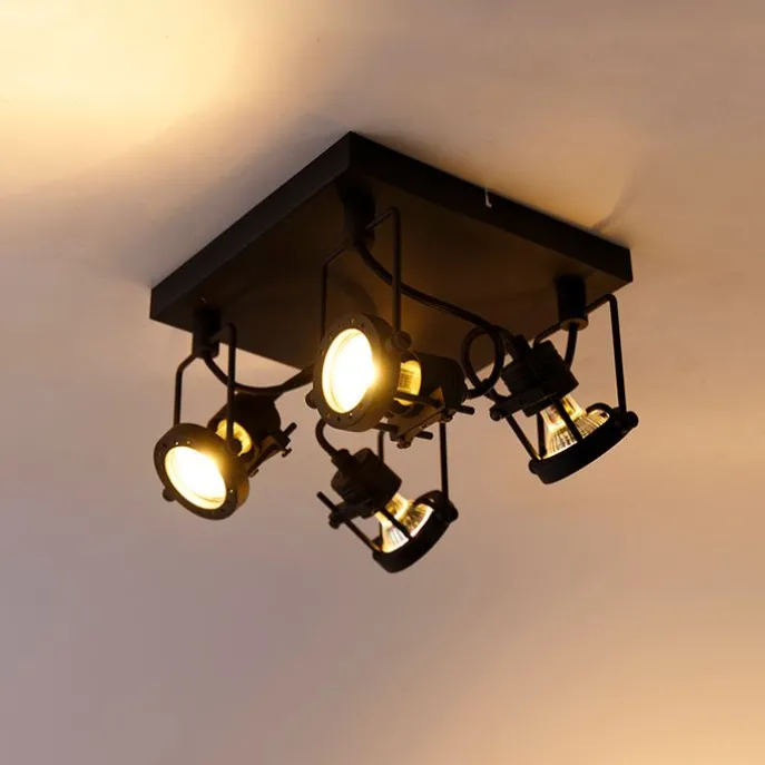 Industriespot schwarz 4-flammig - Suplux