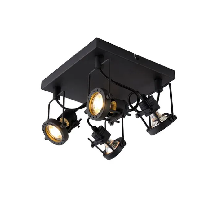 Industriespot schwarz 4-flammig - Suplux