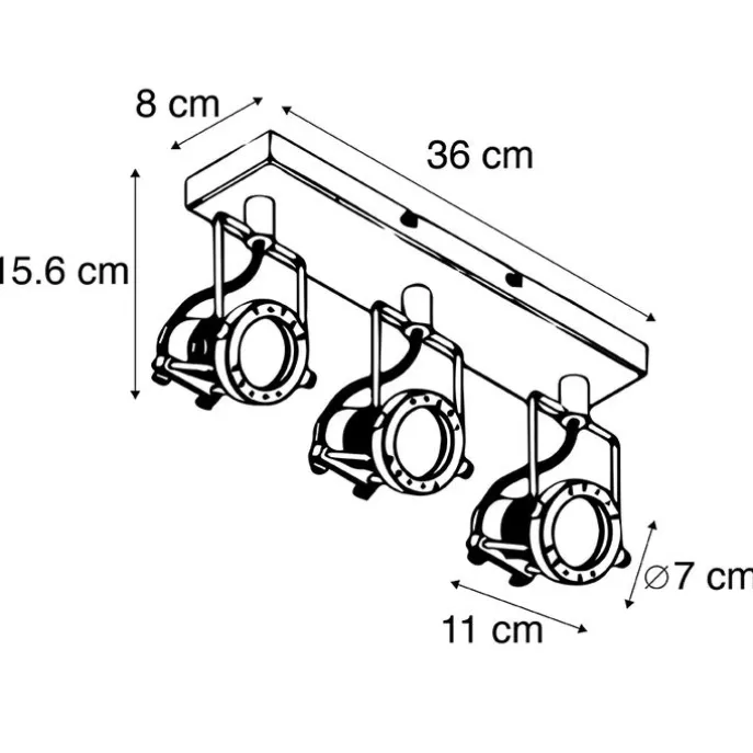 Industriespot schwarz 3-flammig - Suplux