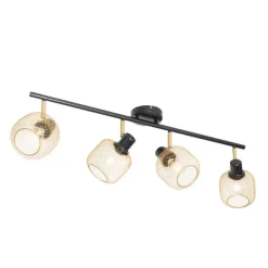 Industriespot schwarz mit goldenen 4-Lichtern - Bliss Mesh