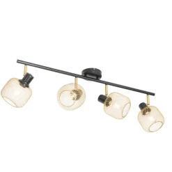 Industriespot schwarz mit goldenen 4-Lichtern - Bliss Mesh