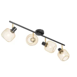 Industriespot schwarz mit goldenen 4-Lichtern - Bliss Mesh