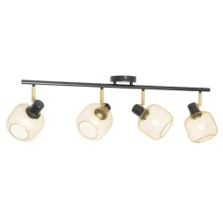 Industriespot schwarz mit goldenen 4-Lichtern - Bliss Mesh