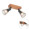 Industrie-Spot schwarz mit Holz 2-flammig - Kristina