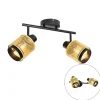 Industrie-Spot Schwarz mit Gold 2 Lichter - Kayden