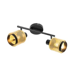 Industrie-Spot Schwarz mit Gold 2 Lichter - Kayden
