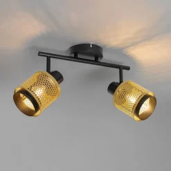Industrie-Spot Schwarz mit Gold 2 Lichter - Kayden