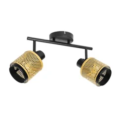 Industrie-Spot Schwarz mit Gold 2 Lichter - Kayden