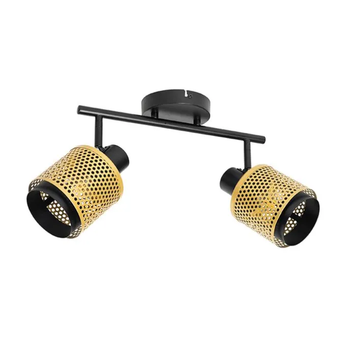 Industrie-Spot Schwarz mit Gold 2 Lichter - Kayden