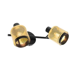 Industrie-Spot Schwarz mit Gold 2 Lichter - Kayden