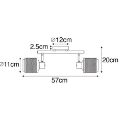 Industrie-Spot Schwarz mit Gold 2 Lichter - Kayden