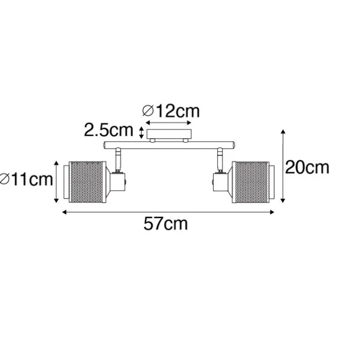 Industrie-Spot Schwarz mit Gold 2 Lichter - Kayden