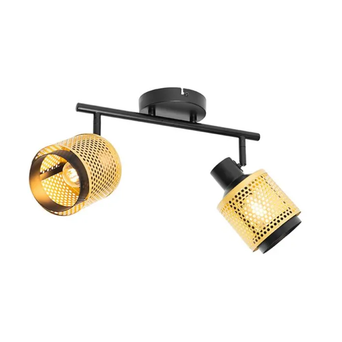 Industrie-Spot Schwarz mit Gold 2 Lichter - Kayden