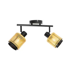 Industrie-Spot Schwarz mit Gold 2 Lichter - Kayden