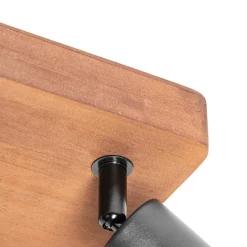 Industrie-Spot schwarz mit Holz 4-flammig - Kristina
