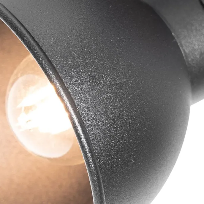 Industrie-Spot schwarz mit Holz neigbar 4-flammig - Tommy