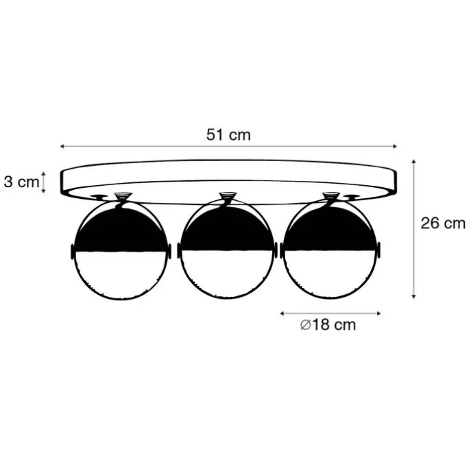 Industrie-Spot schwarz mit Messing 3 Lichter - Haicha