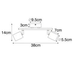 Industrie-Spot schwarz mit Holz schwenkbar 2 Lichter - Jeana