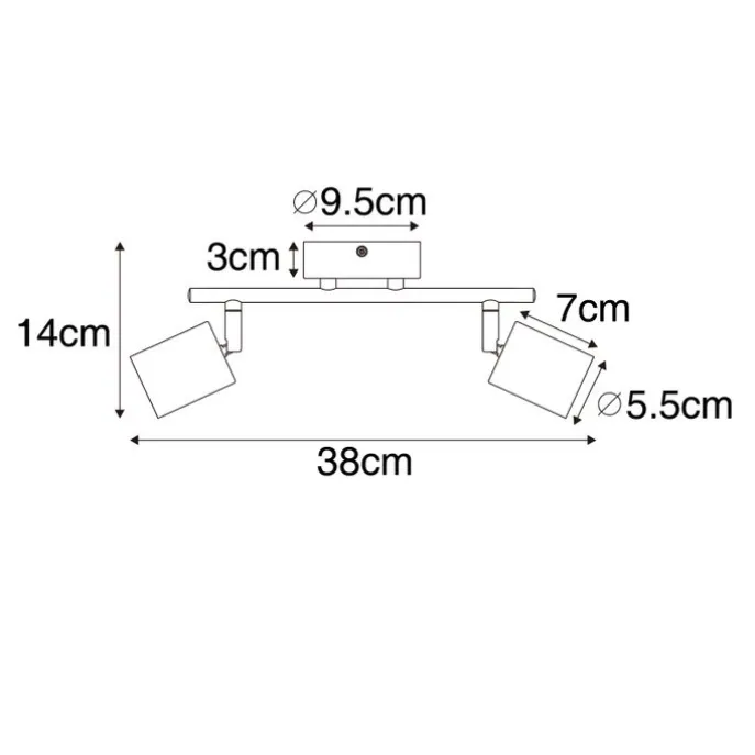 Industrie-Spot schwarz mit Holz schwenkbar 2 Lichter - Jeana