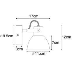 Industrie-Spot schwarz mit Holz neigbar - Tommy