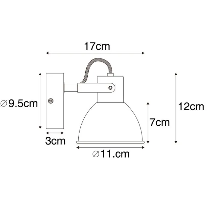Industrie-Spot schwarz mit Holz neigbar - Tommy