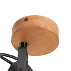 Industrie-Spot schwarz mit Holz neigbar - Tommy
