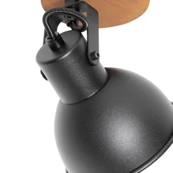 Industrie-Spot schwarz mit Holz neigbar - Tommy