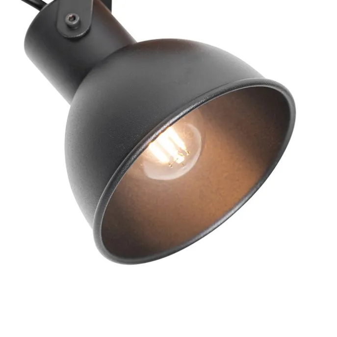 Industrie-Spot schwarz mit Holz neigbar - Tommy