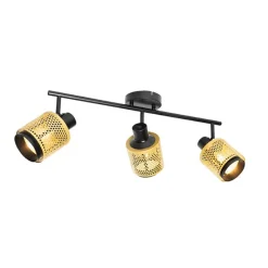 Industrie-Spot Schwarz mit Gold 3-Licht - Kayden