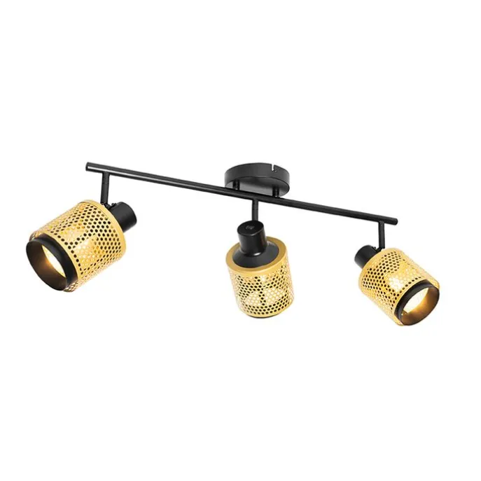 Industrie-Spot Schwarz mit Gold 3-Licht - Kayden
