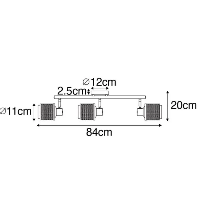 Industrie-Spot Schwarz mit Gold 3-Licht - Kayden