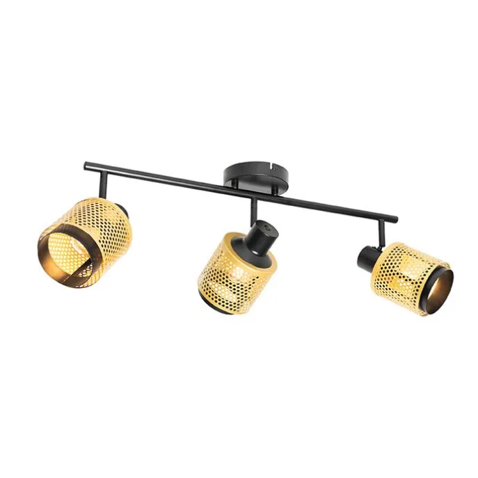 Industrie-Spot Schwarz mit Gold 3-Licht - Kayden