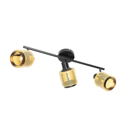 Industrie-Spot Schwarz mit Gold 3-Licht - Kayden